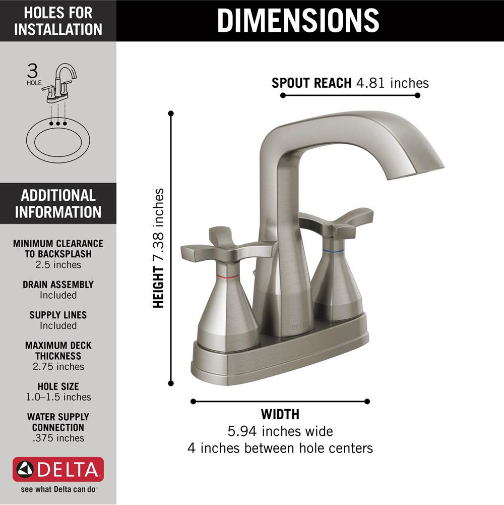 Stryke Two Handle Centerset Bathroom Faucet With Pop-Up Drain