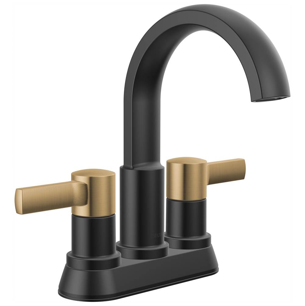 Delta Faucet - AlbionE Two Handle Centerset Bathroom Faucet - Matte Black With Champagne Bronze