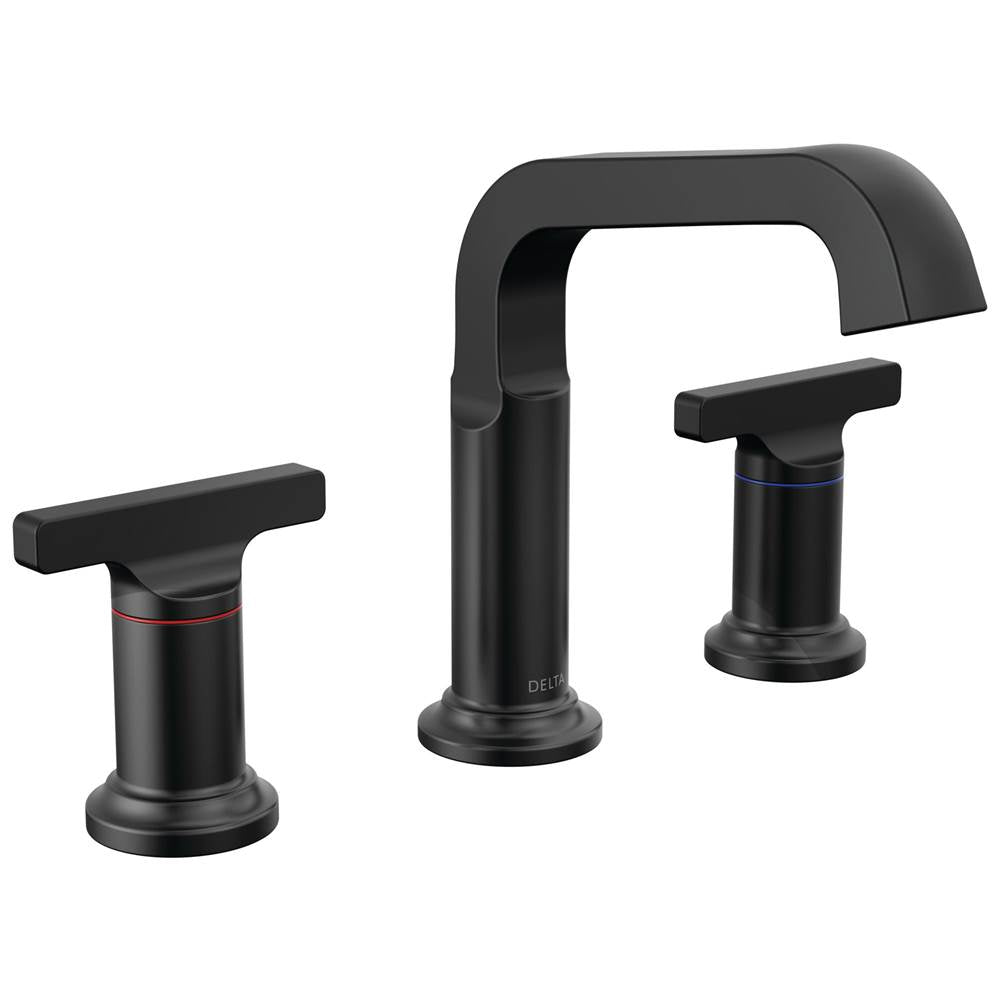 Delta Faucet - TetraE Two Handle Widespread Bathroom Faucet - Matte Black