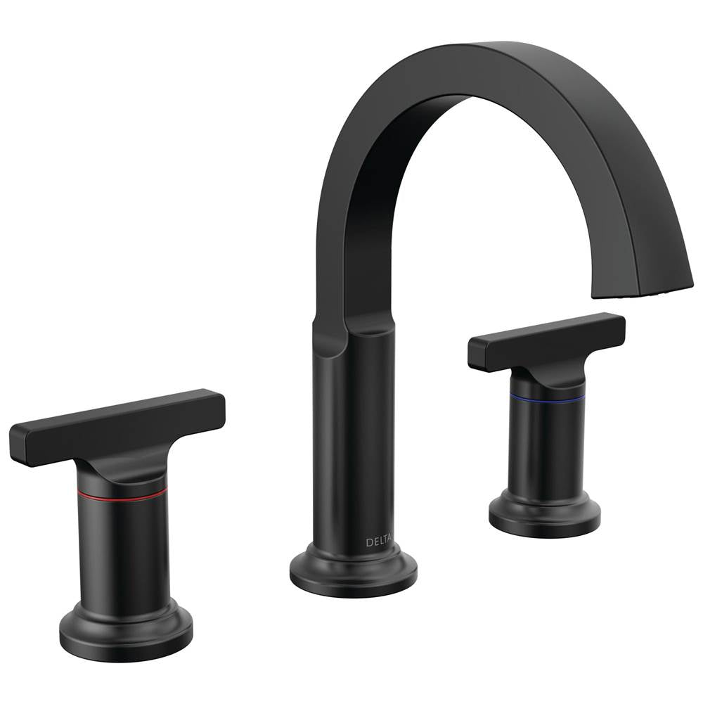 Delta Faucet - TetraE Two Handle Widespread Bathroom Faucet - Matte Black