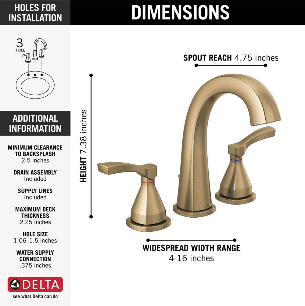 Stryke Two Handle Widespread Bathroom Faucet