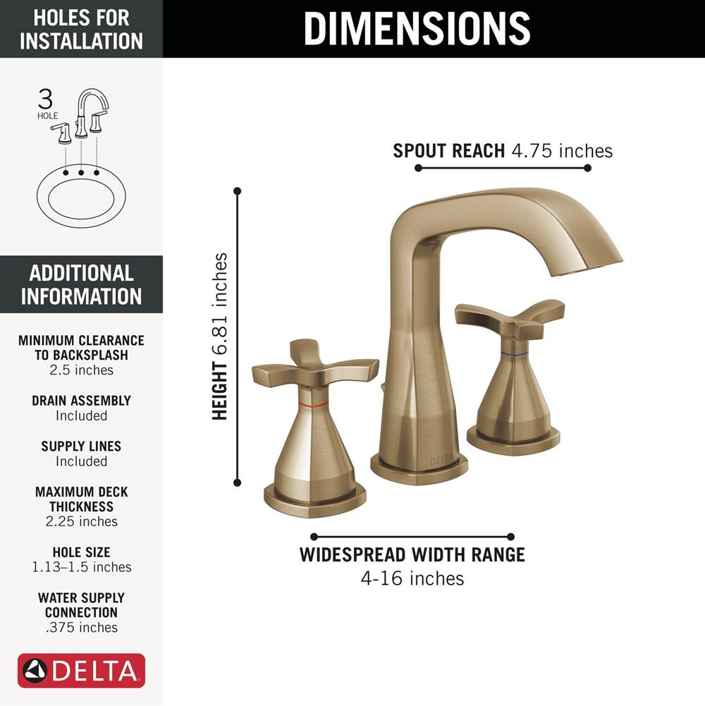 Stryke Two Handle Widespread Bathroom Faucet With Pop-Up Drain