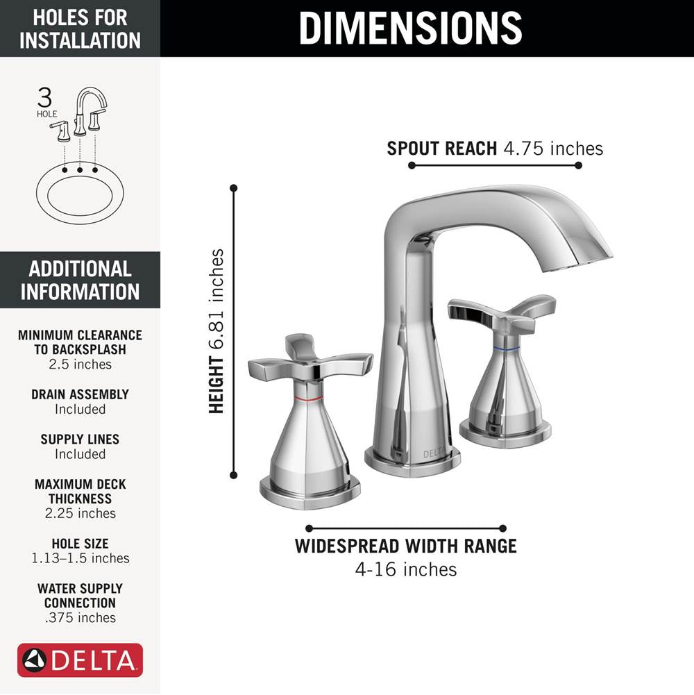Stryke Two Handle Widespread Bathroom Faucet With Pop-Up Drain