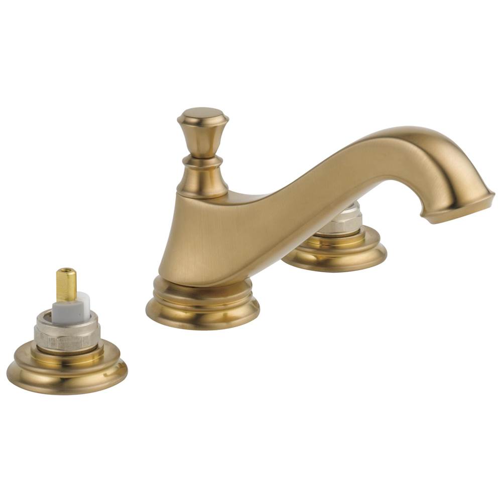 Delta Faucet - CassidyE Two Handle Widespread Bathroom Faucet - Low Arc Spout - Less Handles - Champagne Bronze
