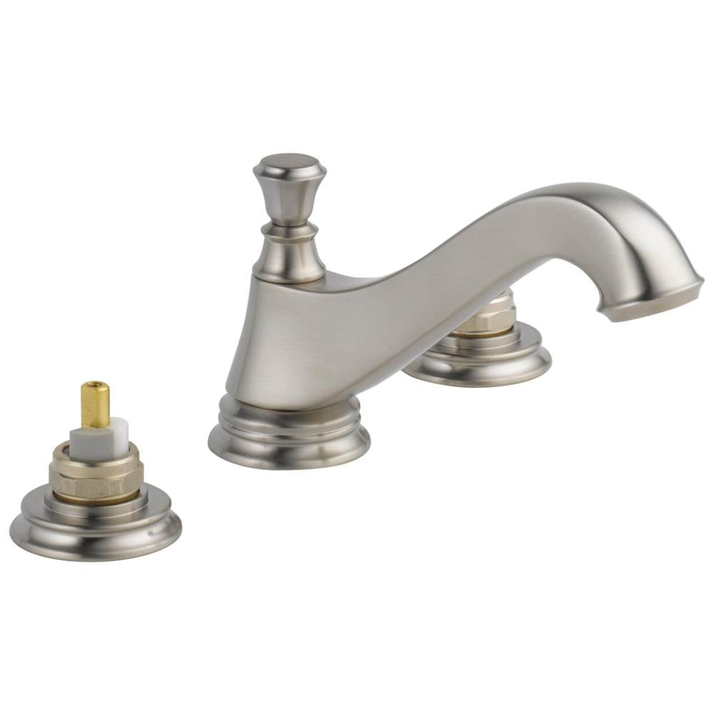 Delta Faucet - CassidyE Two Handle Widespread Bathroom Faucet - Low Arc Spout - Less Handles - Stainless