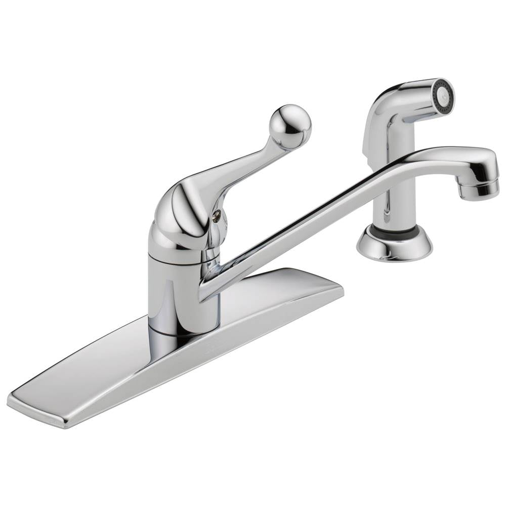 Delta Faucet - 134 / 100 / 300 / 400 Series Single Handle Kitchen Faucet with Spray - Chrome