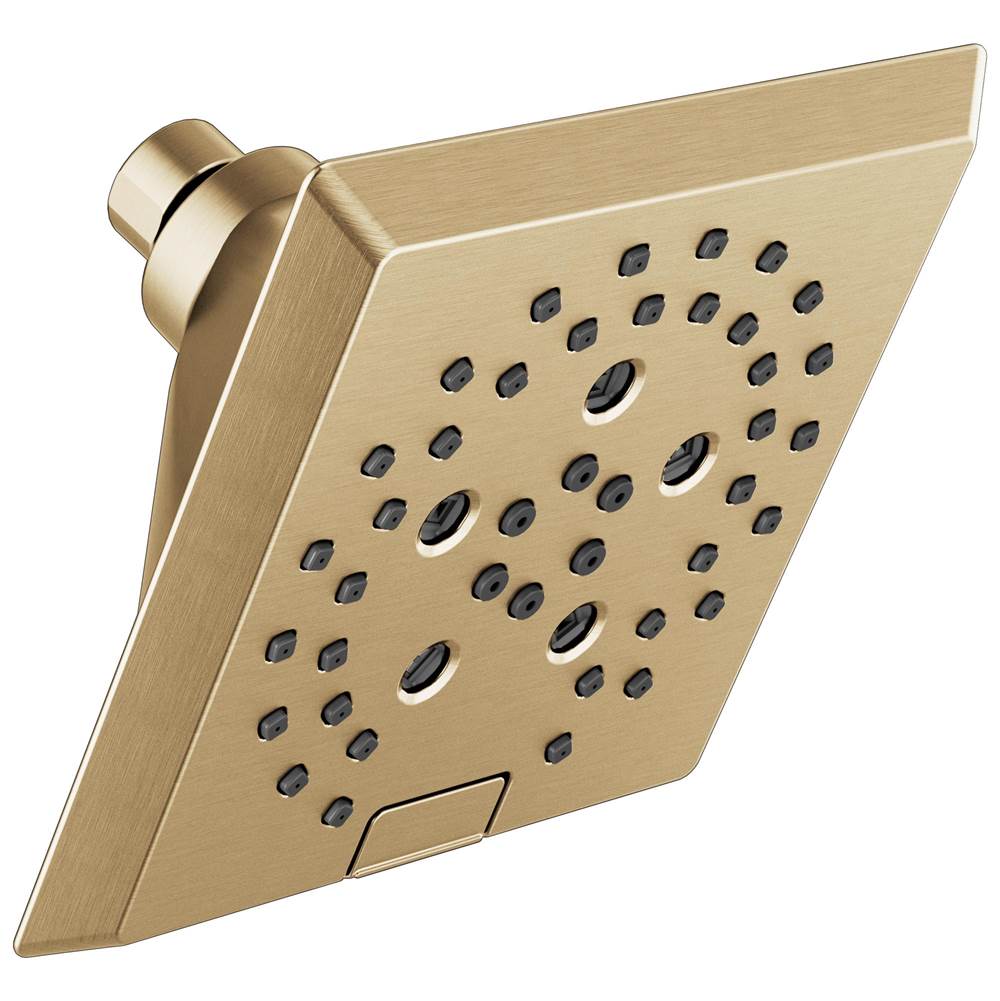Delta Faucet - Universal Showering Components H2Okinetic 5-Setting Angular Modern Raincan Shower Head - Lumicoat® Champagne Bronze