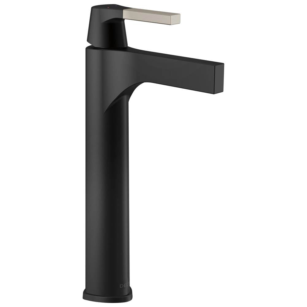 Delta Faucet - Zura Single Handle Vessel Bathroom Faucet - Stainless / Matte Black