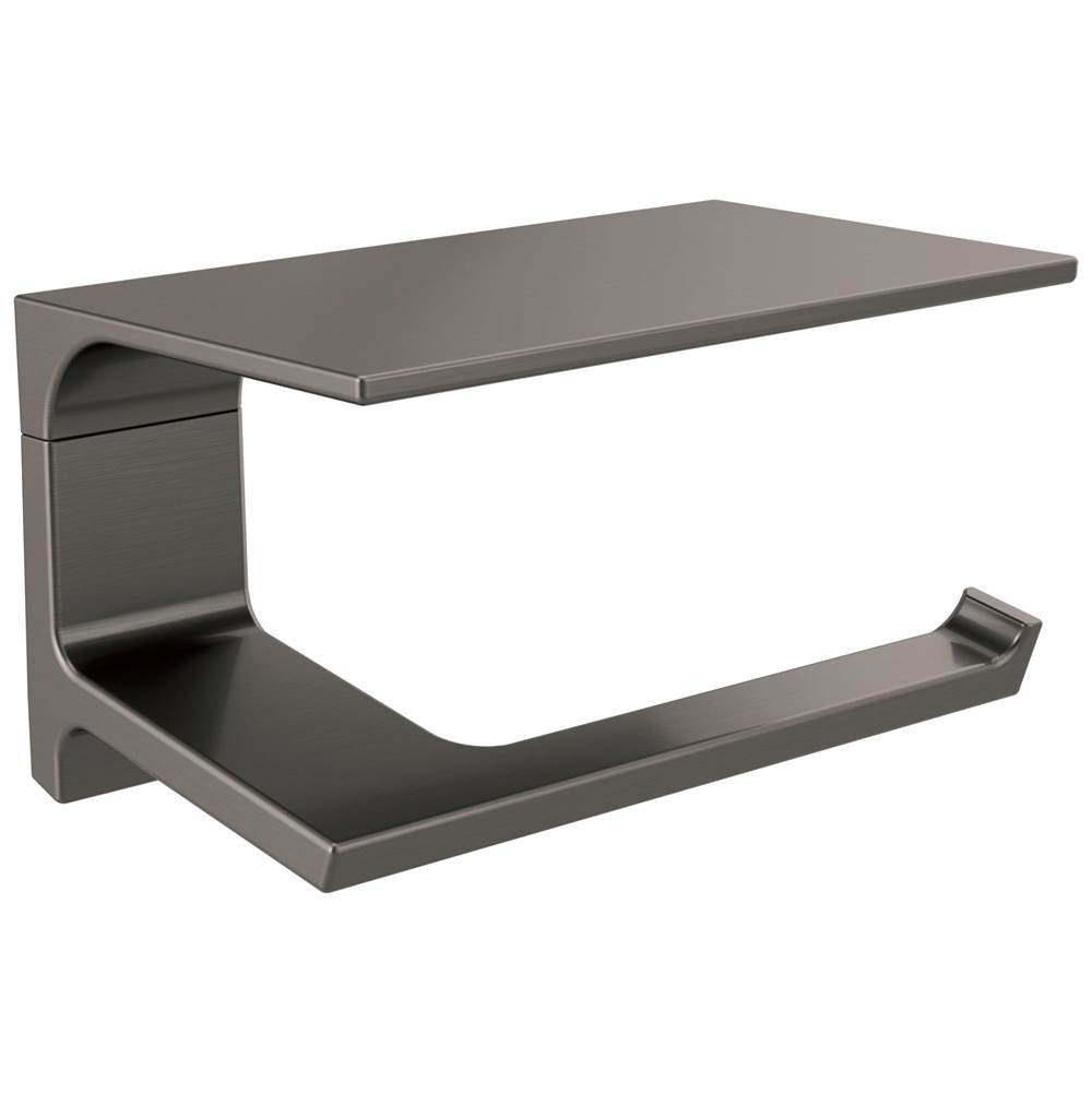 Delta Faucet - PivotalE Tissue Holder with Shelf - Black Stainless