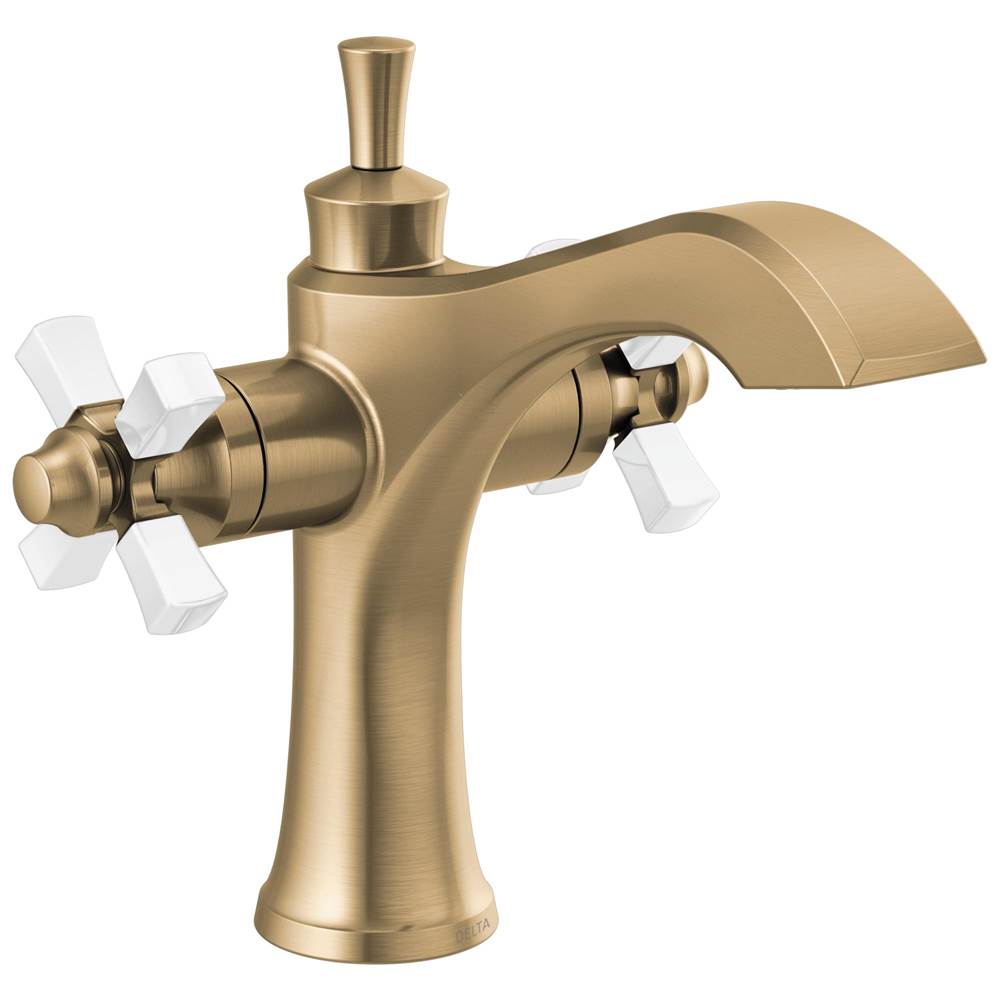 Delta Faucet - DorvalE Two Handle Single Hole Monoblock Bathroom Faucet - Champagne Bronze / Porcelain
