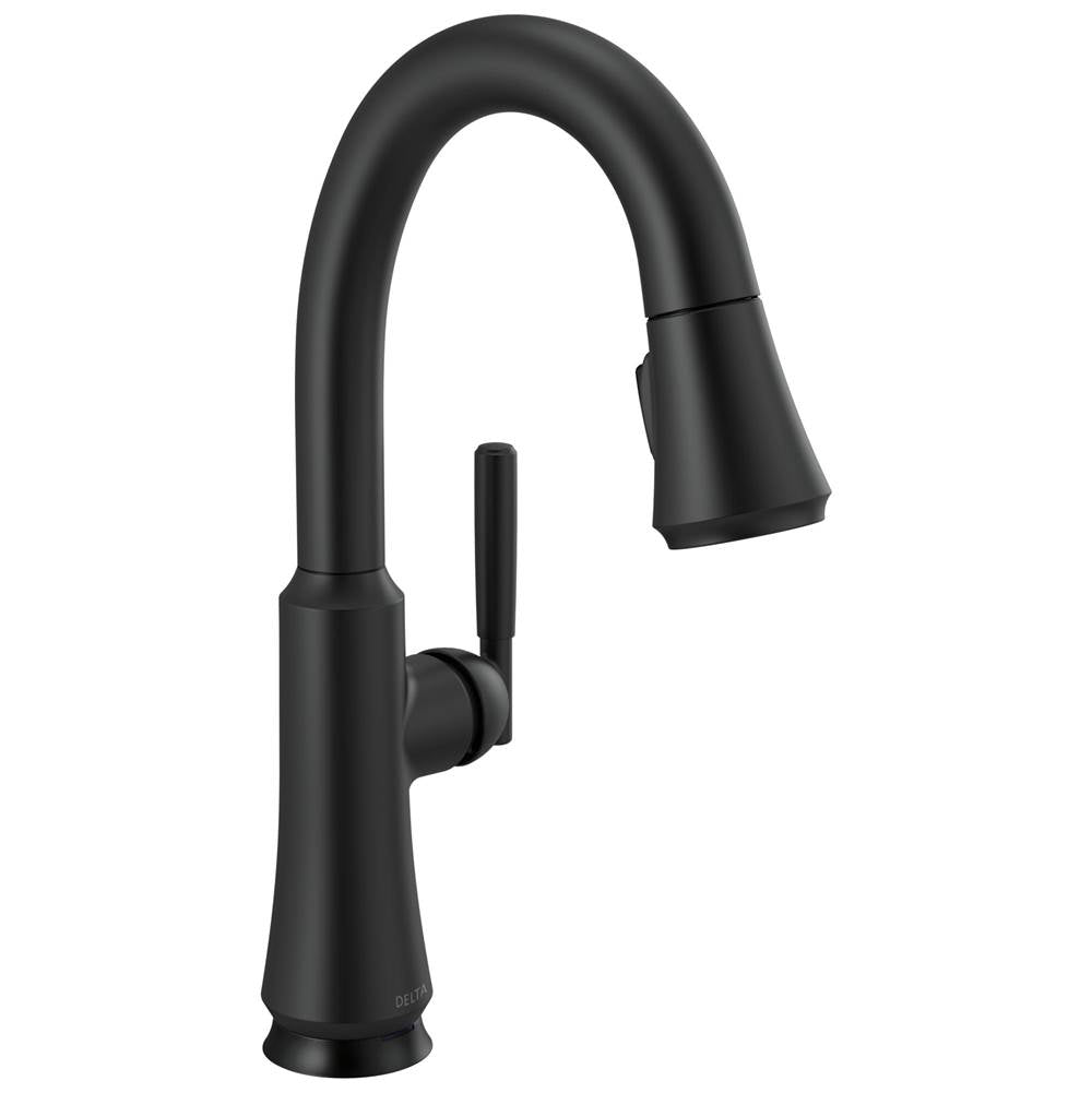 Delta Faucet - CorantoE Single Handle Pull Down Bar/Prep Faucet with Touch<sub>2</sub>O Technology - Matte Black