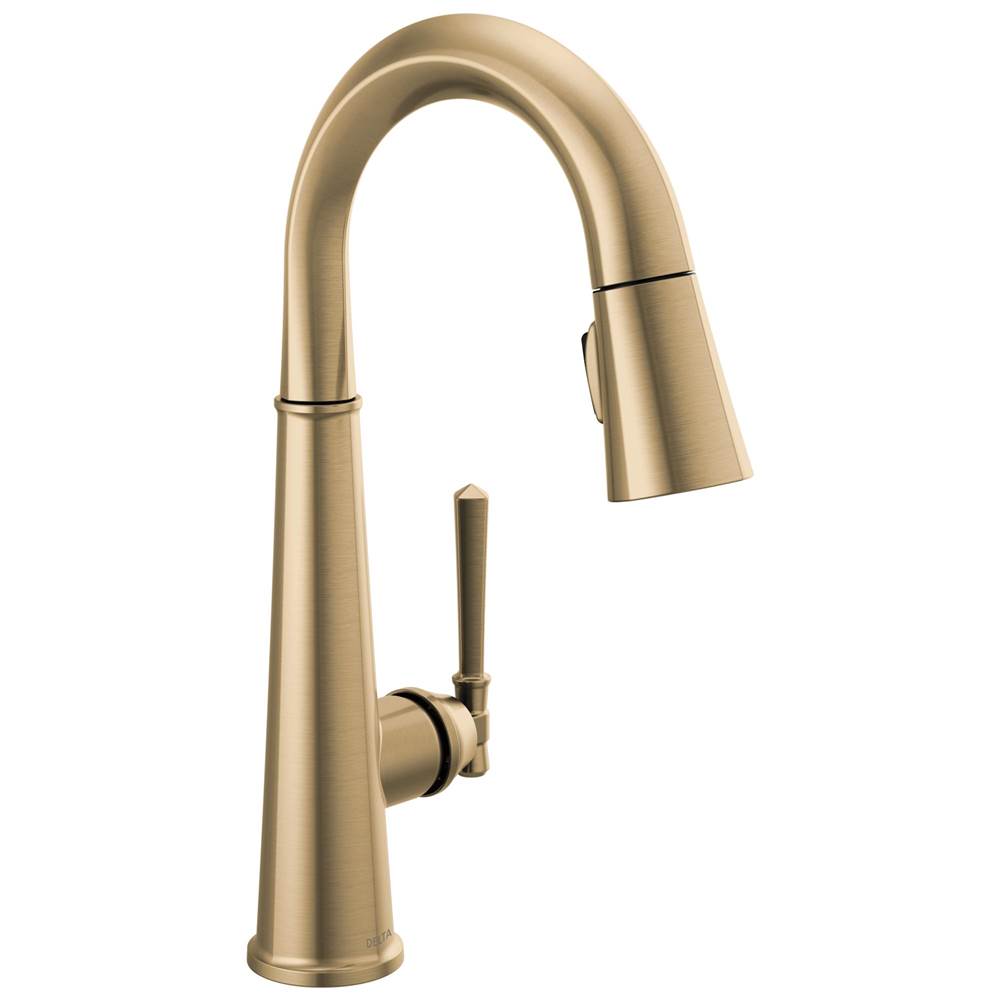 Delta Faucet - EmmelineE Single Handle Pull Down Bar/Prep Faucet - Lumicoat® Champagne Bronze