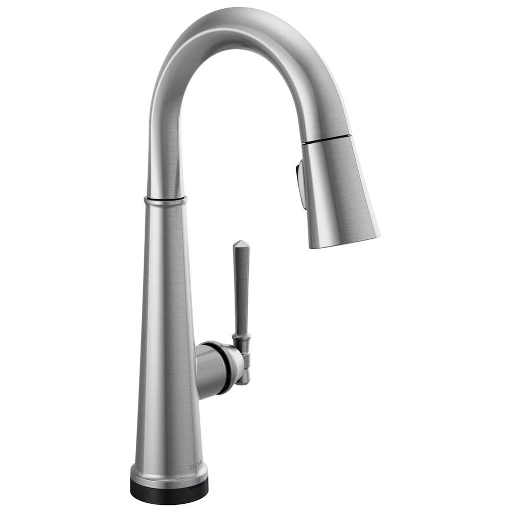 Delta Faucet - EmmelineE Single Handle Pull Down Bar/Prep Faucet with Touch2O Technology - Lumicoat® Arctic Stainless
