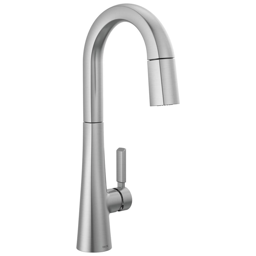 Delta Faucet - MonroviaE Single Handle Pull-Down Bar/Prep Faucet - Lumicoat® Arctic Stainless