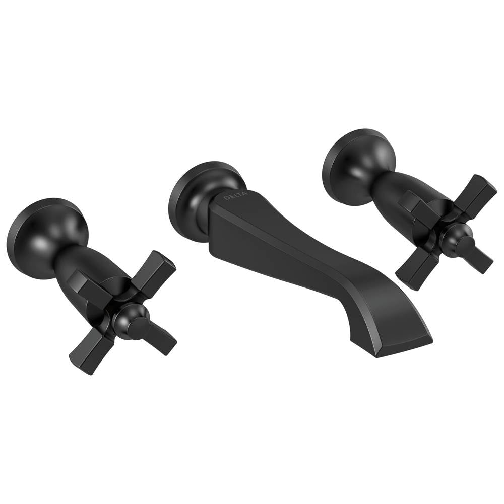 Delta Faucet - DorvalE Two Handle Wall Mount Bathroom Faucet Trim Only - Matte Black