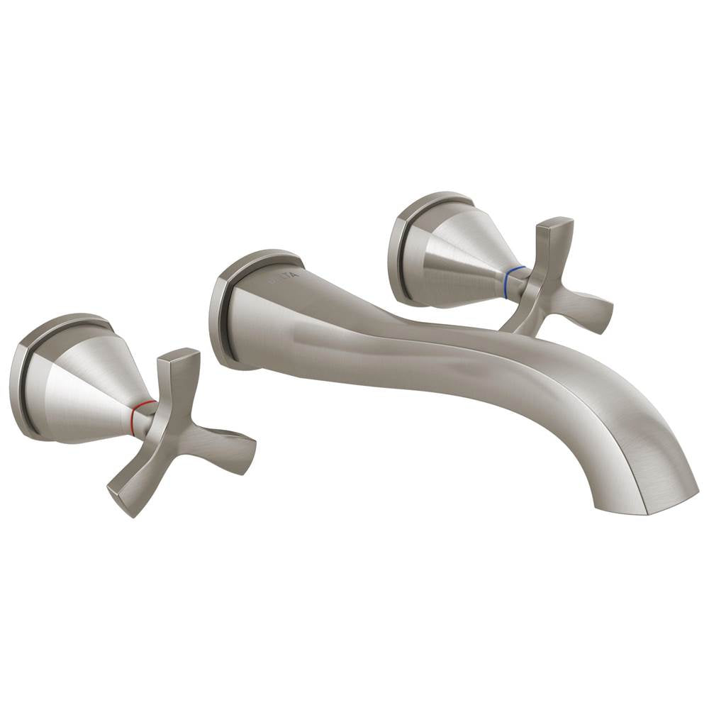 Delta Faucet - Stryke Two Handle Wall Mount Bathroom Faucet Trim Without Pop-Up Drain - Lumicoat Stainless