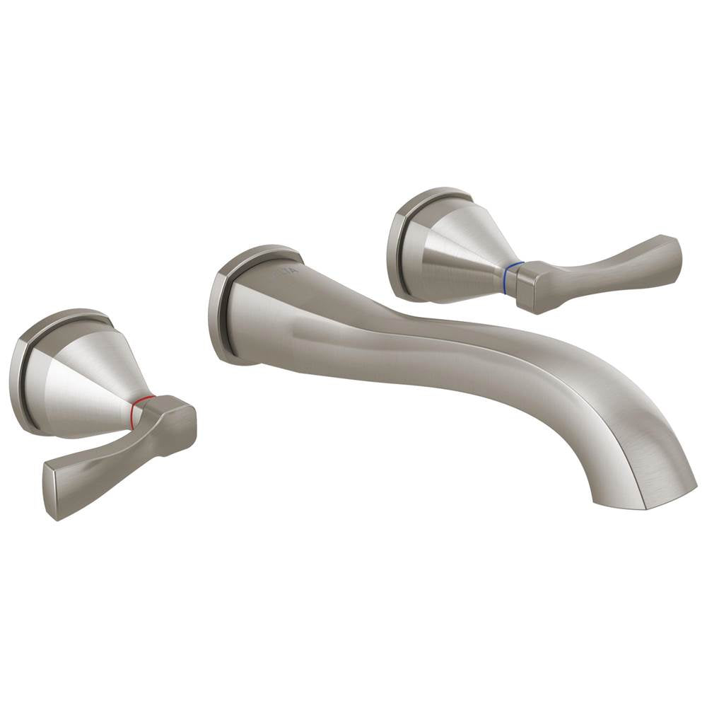 Delta Faucet - Stryke Two Handle Wall Mount Bathroom Faucet Trim Without Pop-Up Drain - Lumicoat Stainless