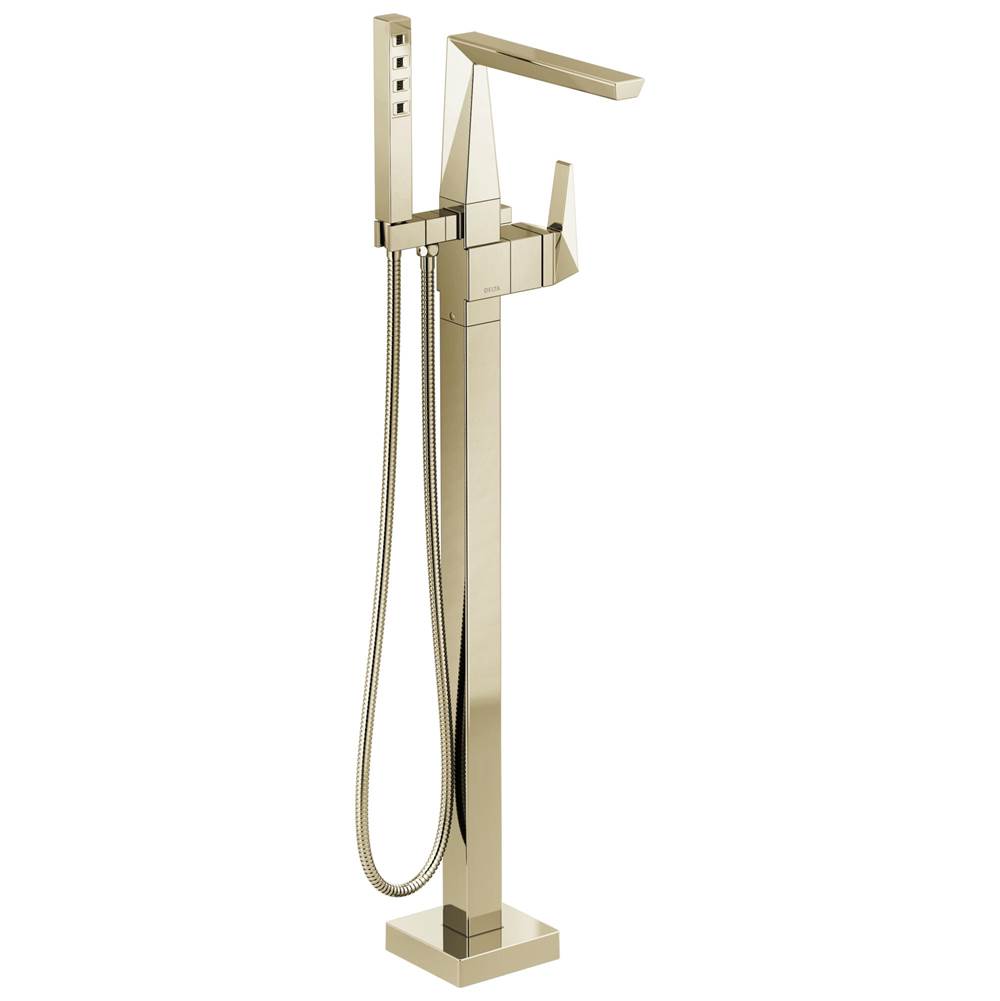 Delta Faucet - TrillianE Single Handle Floor Mount Tub Filler Trim - Lumicoat® Polished Nickel