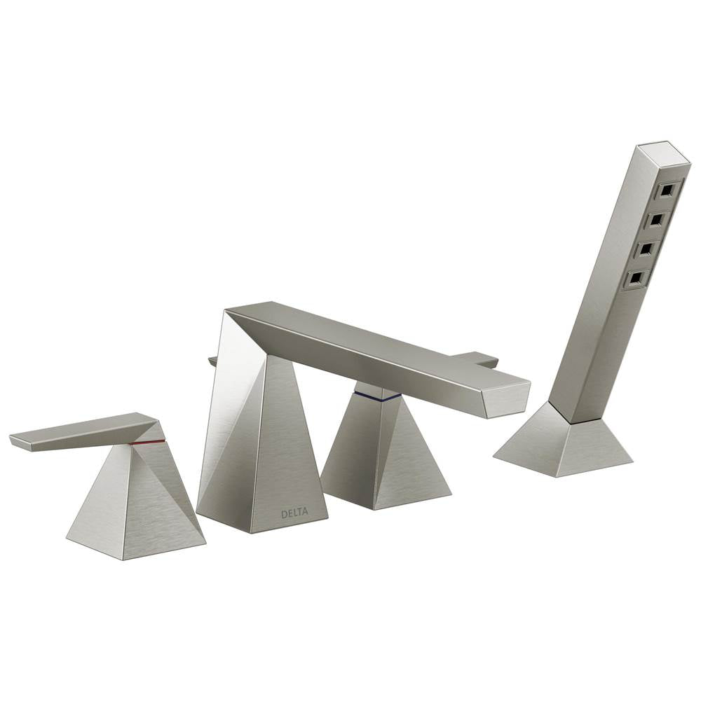Delta Faucet - TrillianE Two-Handle Roman Tub Trim with Hand Shower - Lumicoat® Stainless