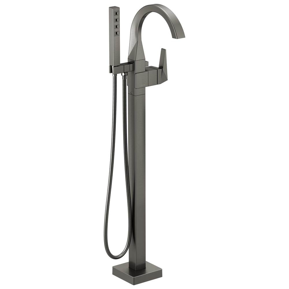 Delta Faucet - TrillianE Single Handle Floor Mount Tub Filler Trim - Lumicoat® Black Stainless