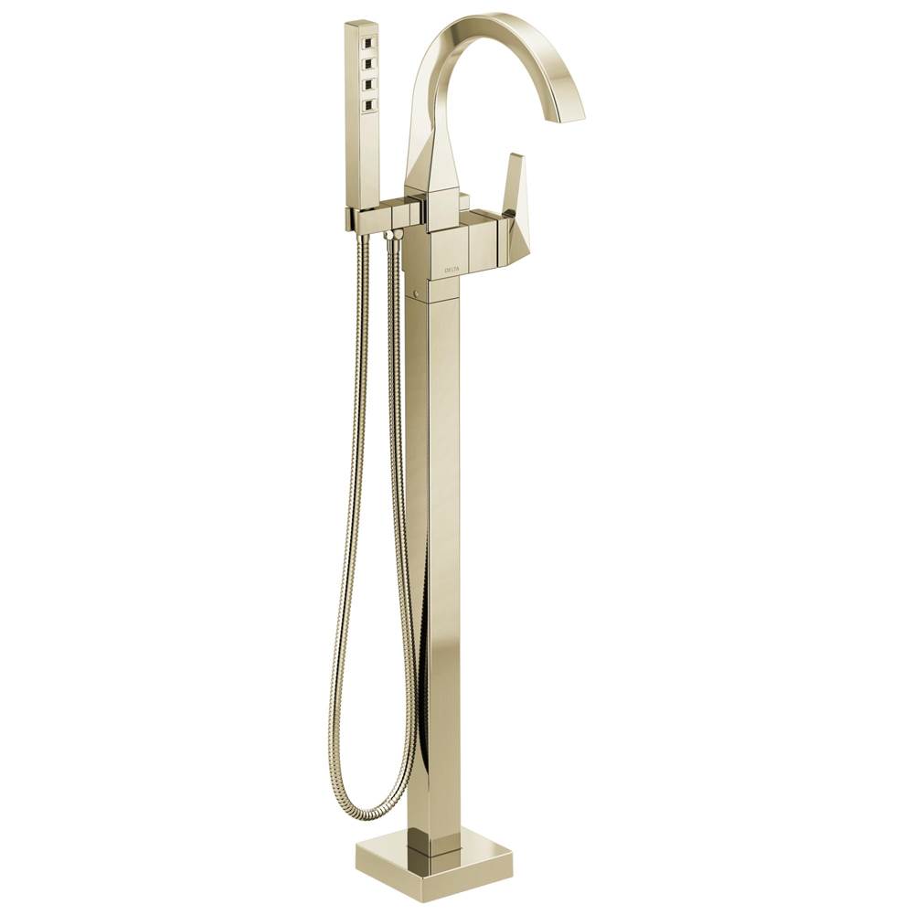 Delta Faucet - TrillianE Single Handle Floor Mount Tub Filler Trim - Lumicoat® Polished Nickel