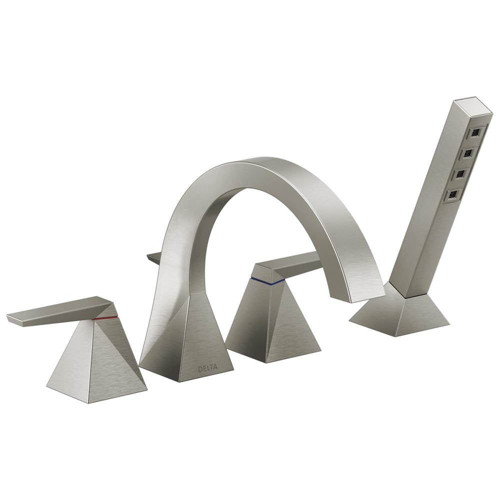 Delta Faucet - TrillianE Two-Handle Roman Tub Trim with Hand Shower - Lumicoat® Stainless