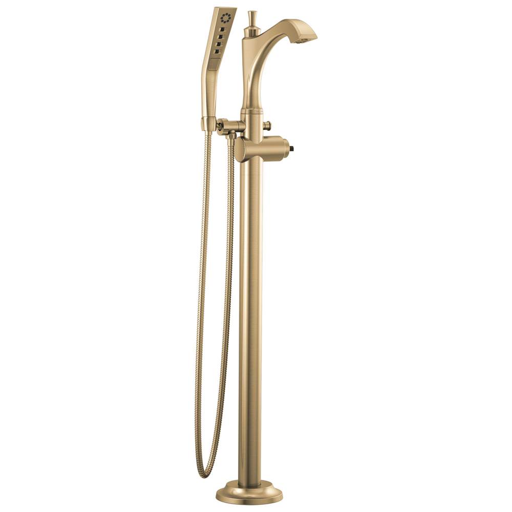 Delta Faucet - DorvalE Single Handle Floor Mount Tub Filler Trim - Less Handle - Champagne Bronze