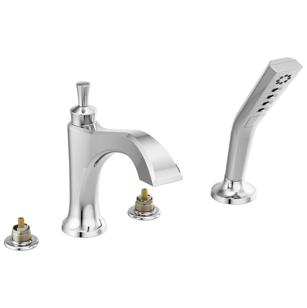 Delta Faucet - DorvalE Roman Tub with Hand Shower Trim - Less Handles - Chrome