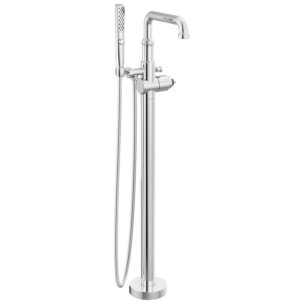Delta Faucet - BroderickE Floor Mount Tub Filler Trim- Less Handle - Lumicoat® Chrome
