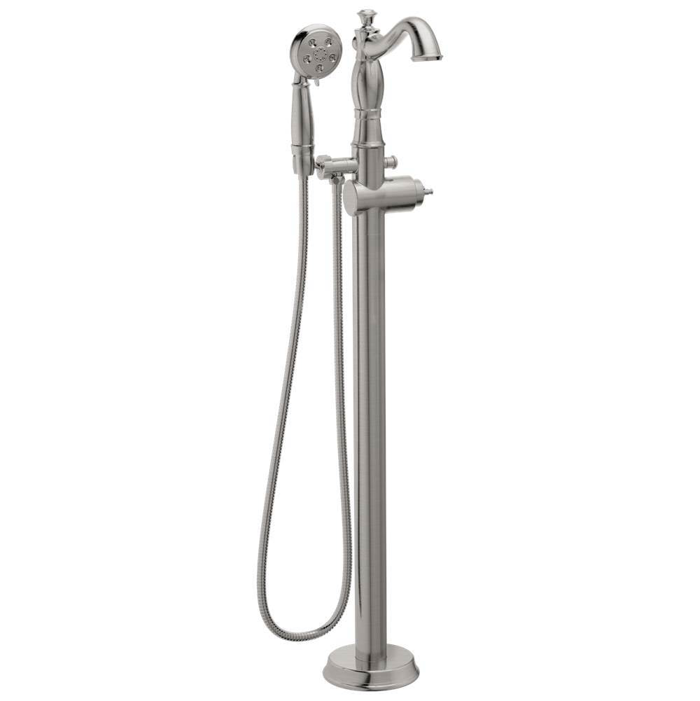 CassidyE Single Handle Floor Mount Tub Filler Trim with Hand Shower - Less Handle