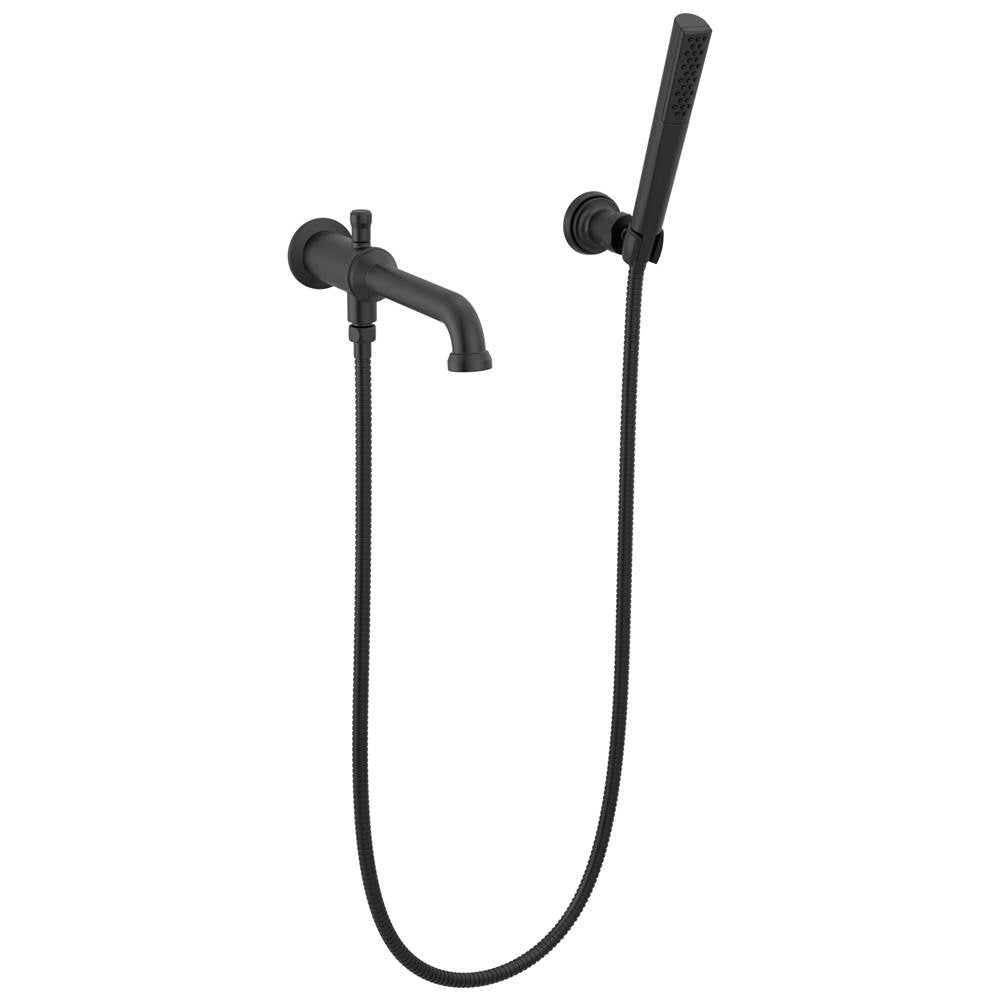 Delta Faucet - BroderickE Wall Mount Tub Filler Trim with Hand Shower - Less Handles - Matte Black