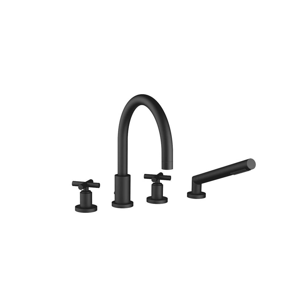 Dornbracht - Tara Deck-Mounted Tub Mixer, With Hand Shower Set For Deck-Mounted Tub Installation In Black Matte - Black Matte
