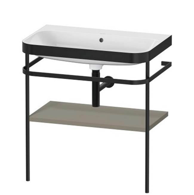 Duravit - Happy D.2 Plus C-Bonded Vanity Kit with Sink and Metal Console Stone Gray - Stone Gray Satin Matte