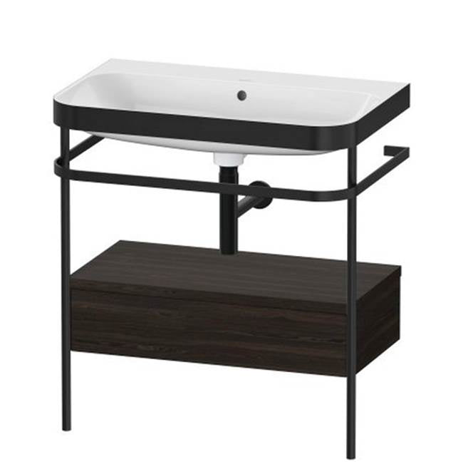 Duravit - Happy D.2 Plus C-Bonded Vanity Kit with Sink and Metal Console Walnut Brushed - Walnut Brushed