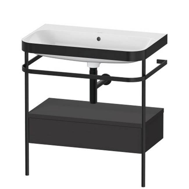 Duravit - Happy D.2 Plus C-Bonded Vanity Kit with Sink and Metal Console Graphite - Graphite Super Matte