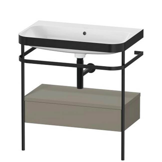 Duravit - Happy D.2 Plus C-Bonded Vanity Kit with Sink and Metal Console Stone Gray - Stone Gray Satin Matte