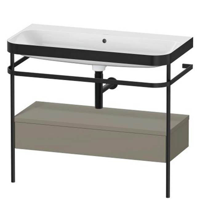 Duravit - Happy D.2 Plus C-Bonded Vanity Kit with Sink and Metal Console Stone Gray - Stone Gray Satin Matte