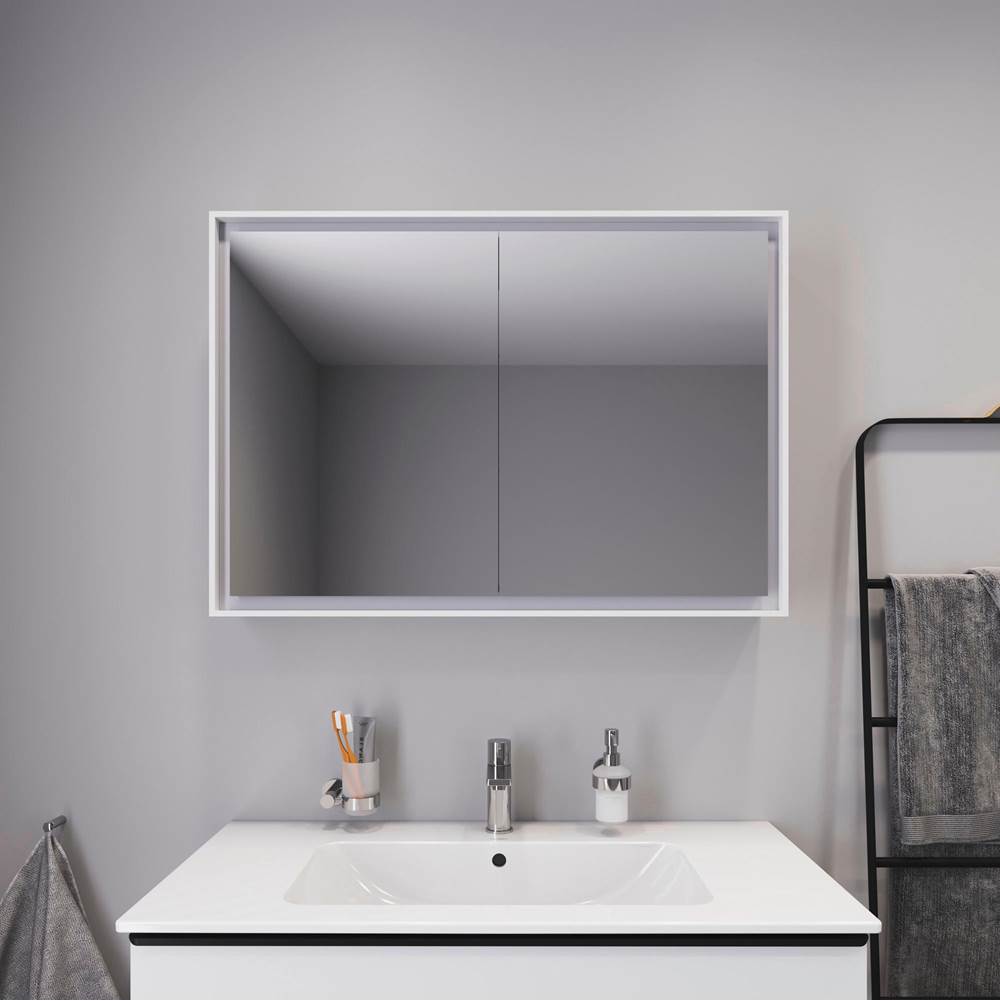 L-Cube Mirror Cabinet with Lighting White