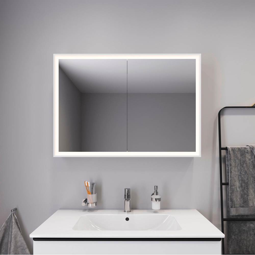 L-Cube Mirror Cabinet with Lighting White