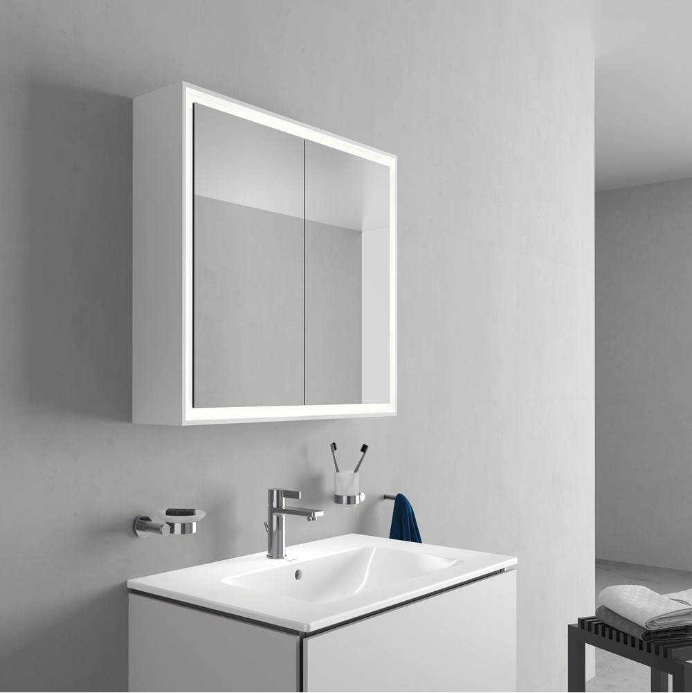L-Cube Mirror Cabinet with Lighting White