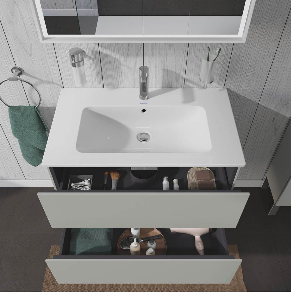 L-Cube Two Drawer Wall-Mount Vanity Unit Concrete Gray