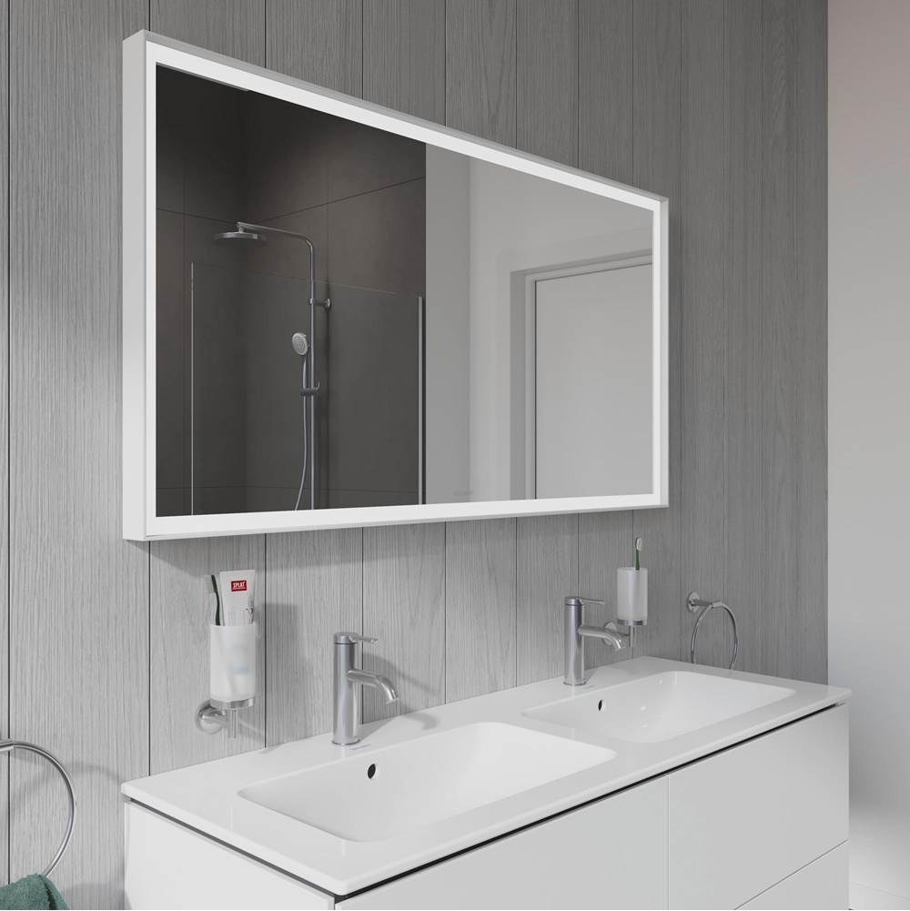 L-Cube Mirror with Lighting White Aluminum