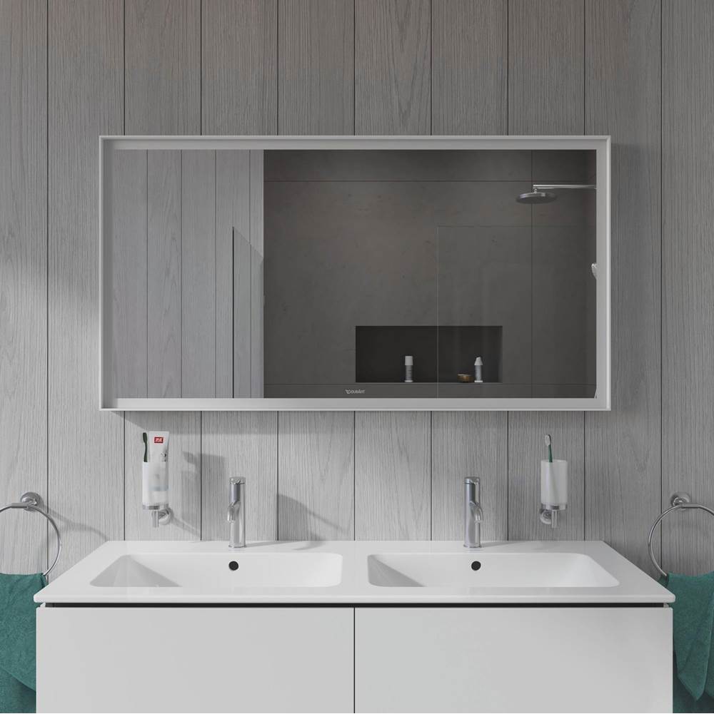 L-Cube Mirror with Lighting White Aluminum