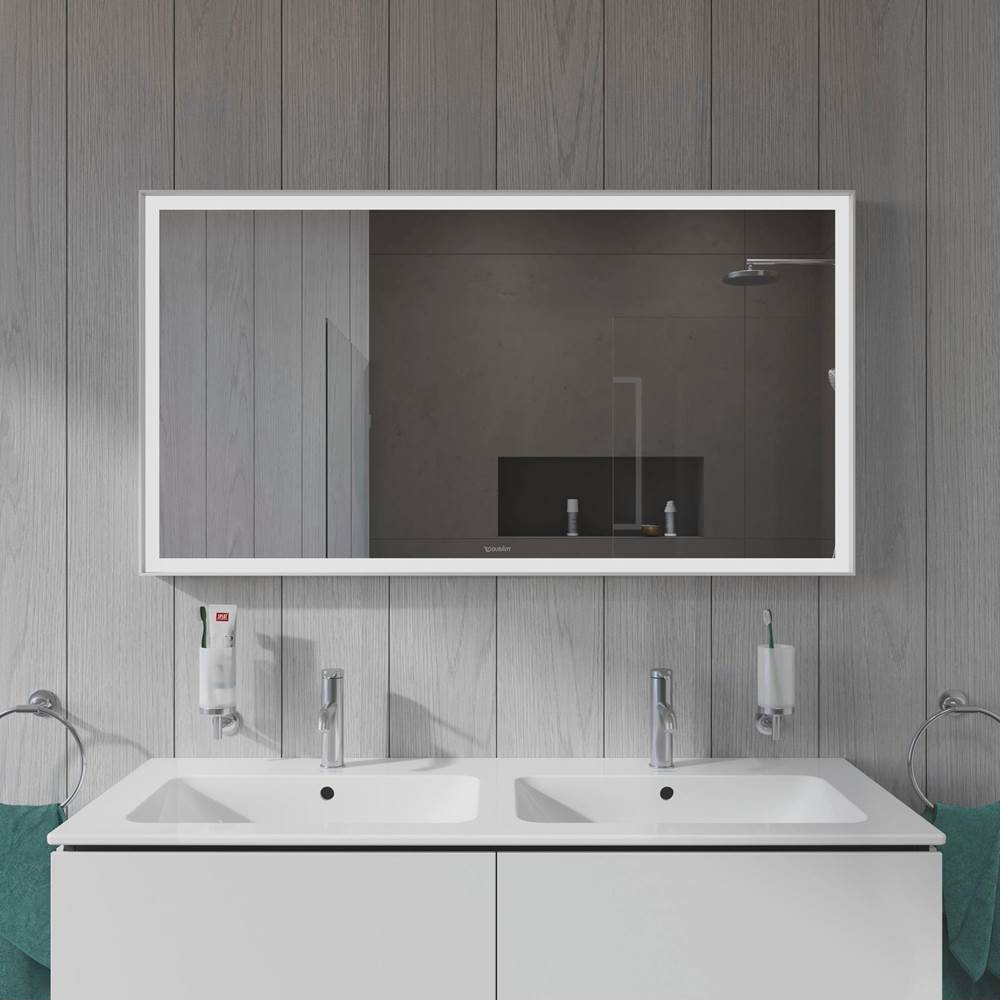 L-Cube Mirror with Lighting White Aluminum