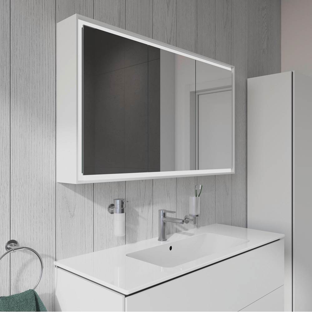 L-Cube Mirror Cabinet with Lighting White