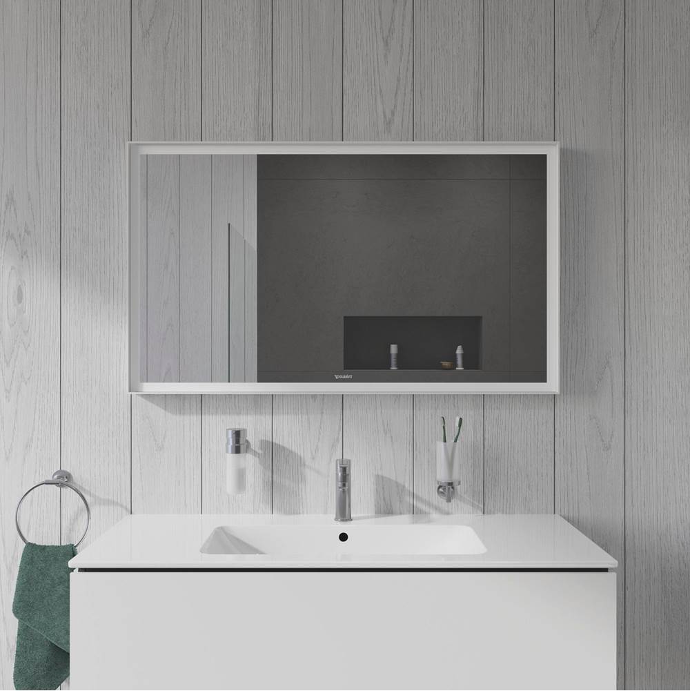 L-Cube Mirror with Lighting White Aluminum