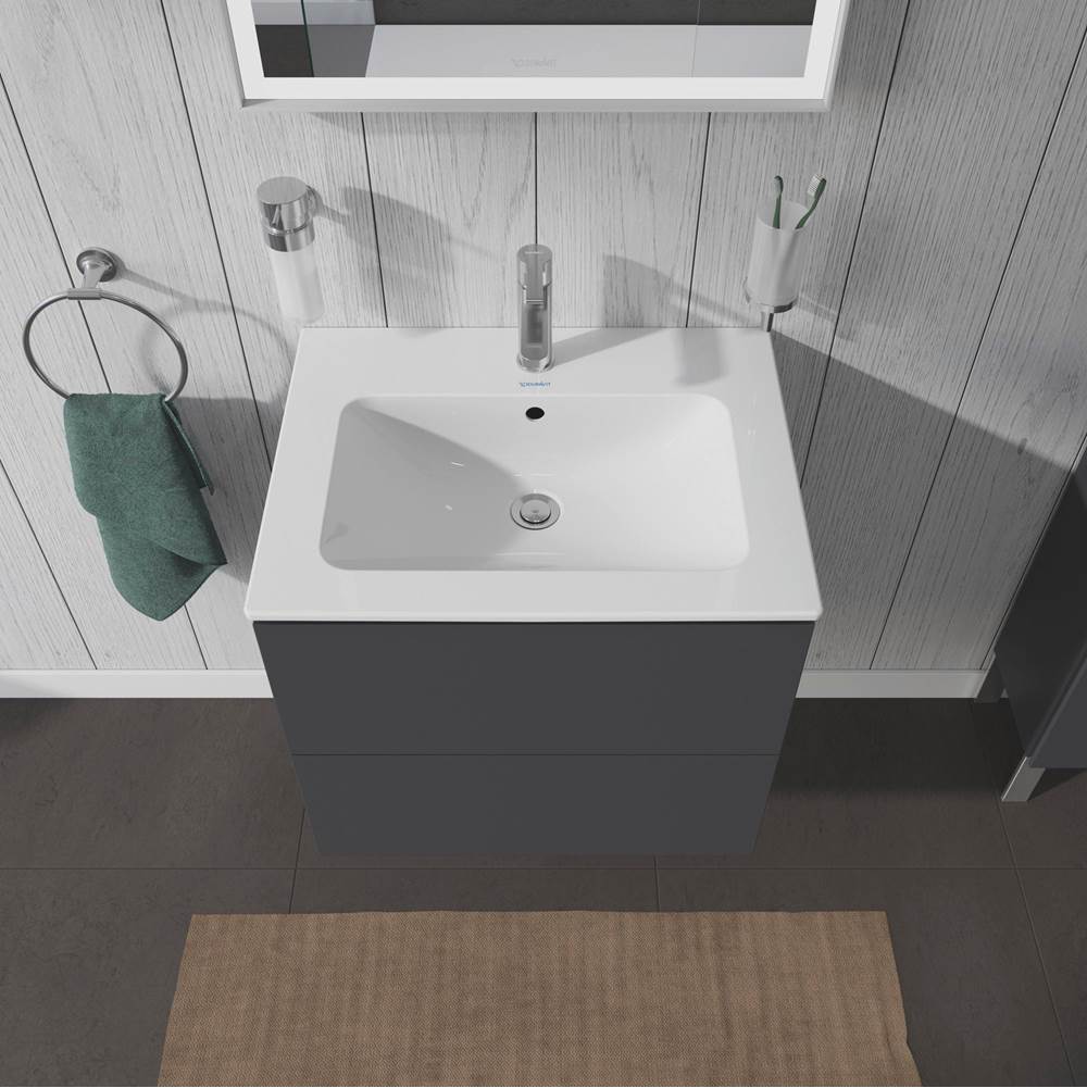 L-Cube Two Drawer Wall-Mount Vanity Unit Concrete Gray