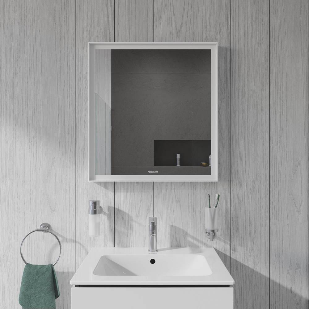 L-Cube Mirror with Lighting White Aluminum
