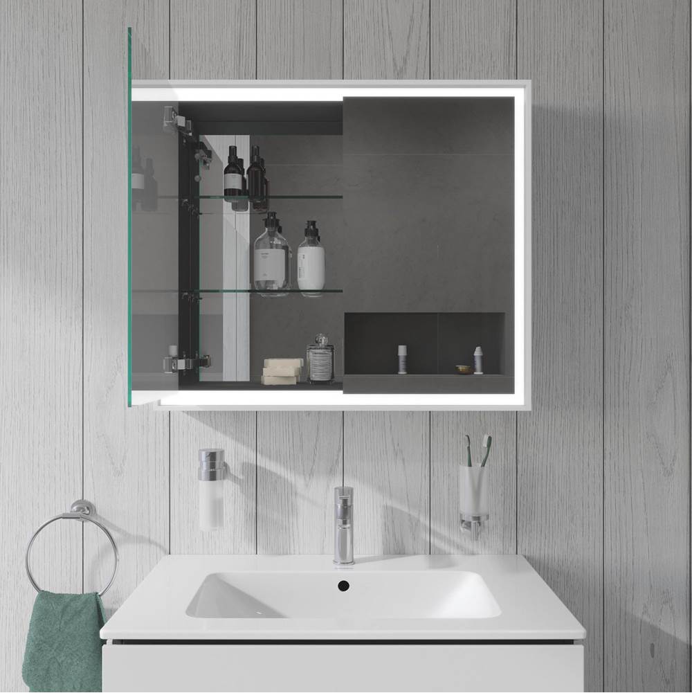 L-Cube Mirror Cabinet with Lighting White