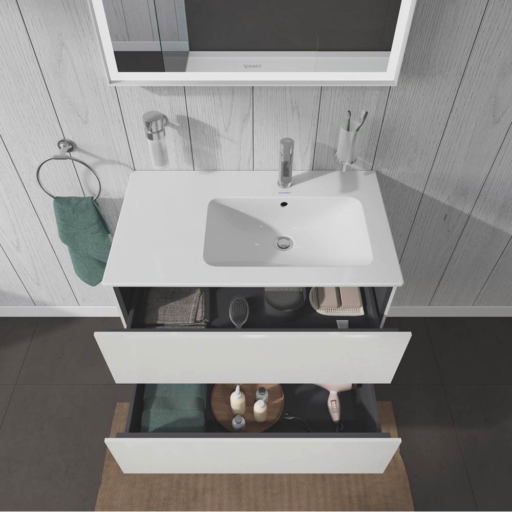 L-Cube Two Drawer Wall-Mount Vanity Unit Concrete Gray